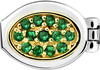 "S" Oval Stone Emerald Green
