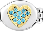 "L" Heart Stone Aquamarine