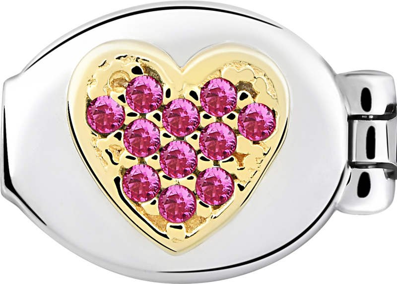 "L" Heart Stone Ruby Red