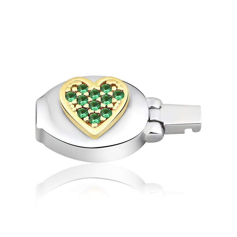 "L" Heart Stone Emerald Green